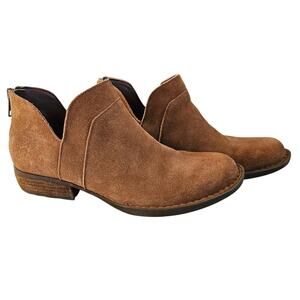 Born Women's Kerri Distressed Brown Suede Booties sz 6.5 Leather Upper Rust EUC